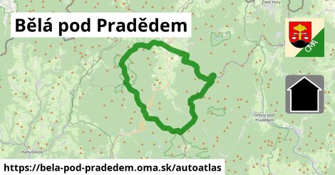 ikona Mapa autoatlas v bela-pod-pradedem