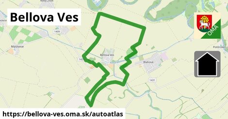 ikona Mapa autoatlas v bellova-ves