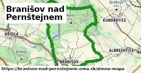 ikona Branišov nad Pernštejnem: 0 m trás zimna-mapa v branisov-nad-pernstejnem