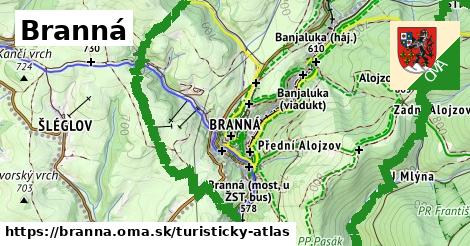 ikona Branná: 34 km trás turisticky-atlas v branna