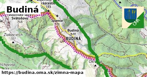 ikona Budiná: 0 m trás zimna-mapa v budina