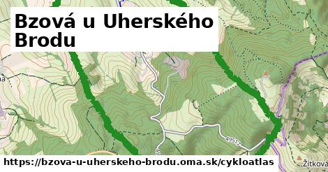 ikona Bzová u Uherského Brodu: 63 m trás cykloatlas v bzova-u-uherskeho-brodu