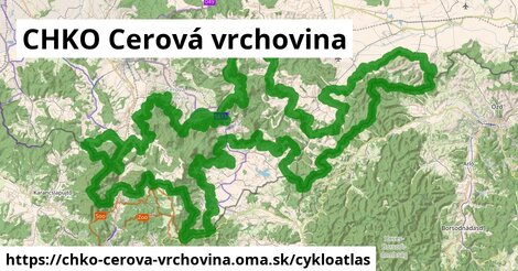 ikona CHKO Cerová vrchovina: 2,6 km trás cykloatlas v chko-cerova-vrchovina