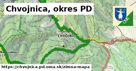 ikona Chvojnica, okres PD: 8,3 km trás zimna-mapa v chvojnica.pd