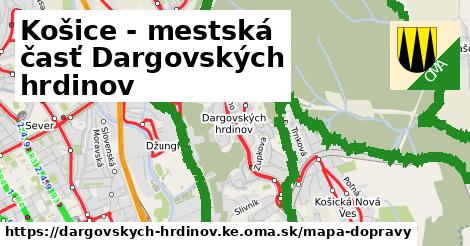 ikona Košice - mestská časť Dargovských hrdinov: 97 km trás mapa-dopravy v dargovskych-hrdinov.ke