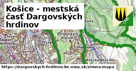 ikona Košice - mestská časť Dargovských hrdinov: 16 km trás zimna-mapa v dargovskych-hrdinov.ke