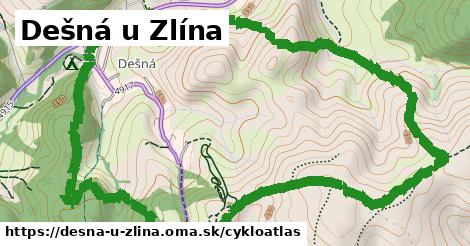 ikona Dešná u Zlína: 1,73 km trás cykloatlas v desna-u-zlina