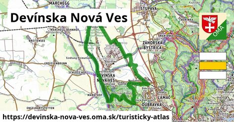 ikona Devínska Nová Ves: 23 km trás turisticky-atlas v devinska-nova-ves