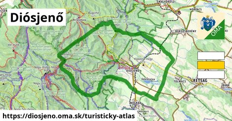 ikona Diósjenő: 84 km trás turisticky-atlas v diosjeno