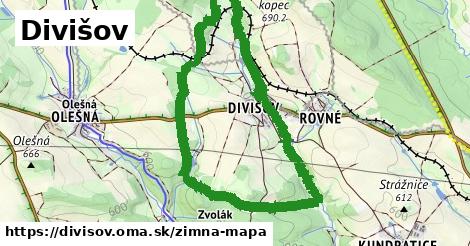 ikona Divišov: 684 m trás zimna-mapa v divisov