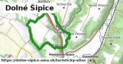 ikona Dolné Šipice: 0,96 km trás turisticky-atlas v dolne-sipice