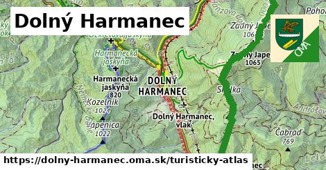 ikona Dolný Harmanec: 83 km trás turisticky-atlas v dolny-harmanec