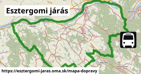 ikona Esztergomi járás: 7 tisíc km trás mapa-dopravy v esztergomi-jaras