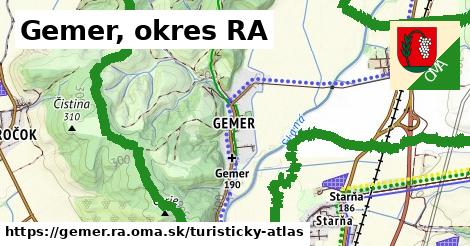 ikona Gemer, okres RA: 3,9 km trás turisticky-atlas v gemer.ra