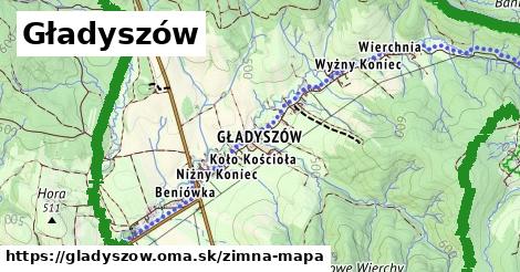 ikona Gładyszów: 1,58 km trás zimna-mapa v gladyszow