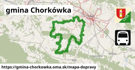 ikona gmina Chorkówka: 20 km trás mapa-dopravy v gmina-chorkowka