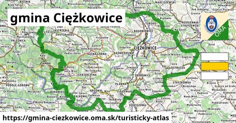 ikona gmina Ciężkowice: 63 km trás turisticky-atlas v gmina-ciezkowice