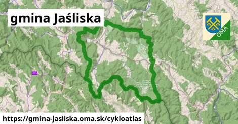 ikona gmina Jaśliska: 32 km trás cykloatlas v gmina-jasliska