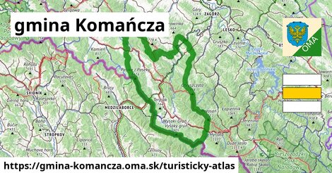 ikona gmina Komańcza: 238 km trás turisticky-atlas v gmina-komancza