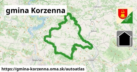 ikona Mapa autoatlas v gmina-korzenna