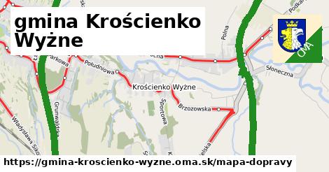 ikona gmina Krościenko Wyżne: 22 km trás mapa-dopravy v gmina-kroscienko-wyzne