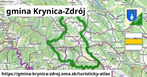 ikona gmina Krynica-Zdrój: 142 km trás turisticky-atlas v gmina-krynica-zdroj