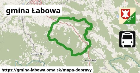 ikona gmina Łabowa: 29 km trás mapa-dopravy v gmina-labowa