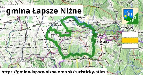 ikona gmina Łapsze Niżne: 94 km trás turisticky-atlas v gmina-lapsze-nizne