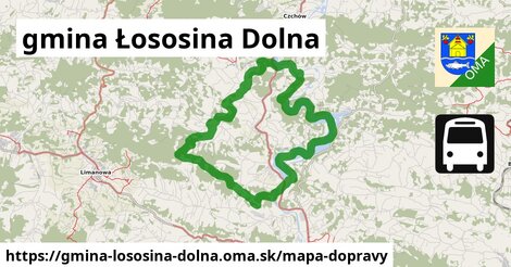 ikona gmina Łososina Dolna: 42 km trás mapa-dopravy v gmina-lososina-dolna