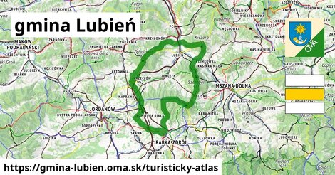 ikona gmina Lubień: 90 km trás turisticky-atlas v gmina-lubien