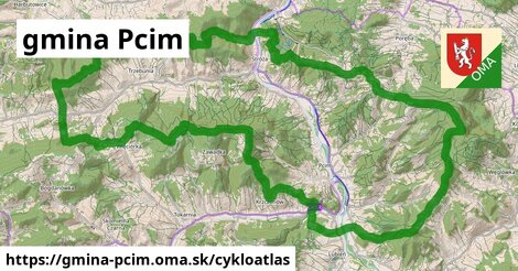 ikona gmina Pcim: 11,9 km trás cykloatlas v gmina-pcim