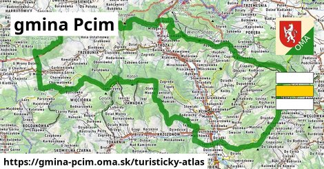 ikona gmina Pcim: 52 km trás turisticky-atlas v gmina-pcim