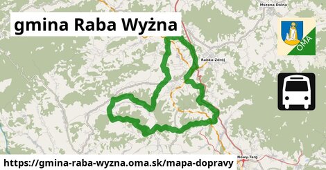 ikona Mapa dopravy mapa-dopravy v gmina-raba-wyzna