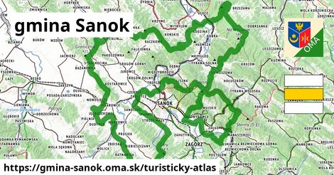 ikona gmina Sanok: 57 km trás turisticky-atlas v gmina-sanok