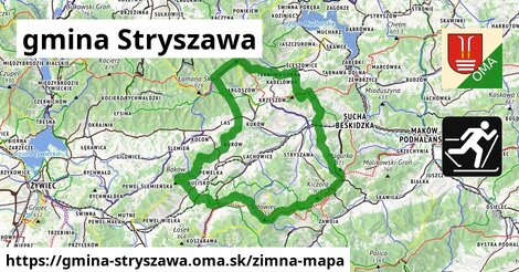 ikona gmina Stryszawa: 138 m trás zimna-mapa v gmina-stryszawa