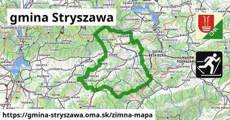 ikona gmina Stryszawa: 138 m trás zimna-mapa v gmina-stryszawa