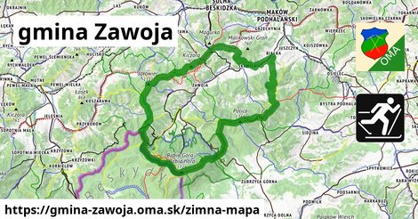 ikona gmina Zawoja: 18 km trás zimna-mapa v gmina-zawoja