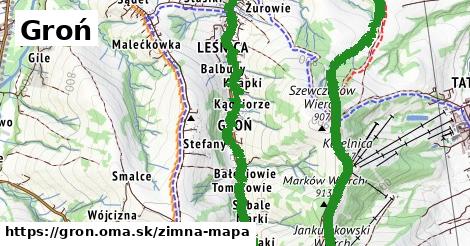 ikona Groń: 0 m trás zimna-mapa v gron