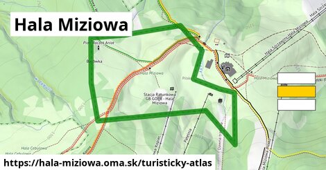 ikona Hala Miziowa: 579 m trás turisticky-atlas v hala-miziowa