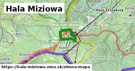 ikona Hala Miziowa: 287 m trás zimna-mapa v hala-miziowa