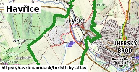 ikona Havřice: 4,9 km trás turisticky-atlas v havrice