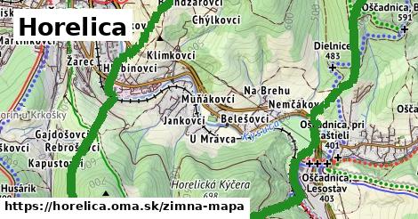 ikona Horelica: 3,4 km trás zimna-mapa v horelica