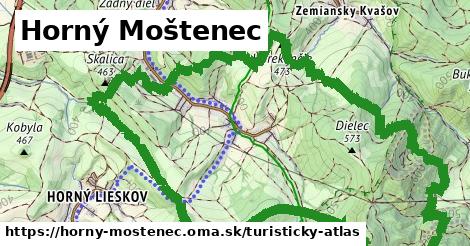 ikona Horný Moštenec: 2,6 km trás turisticky-atlas v horny-mostenec