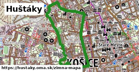 ikona Huštáky: 0 m trás zimna-mapa v hustaky