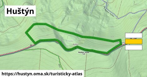 ikona Huštýn: 385 m trás turisticky-atlas v hustyn