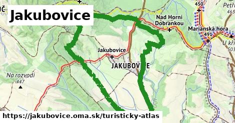 ikona Jakubovice: 2,1 km trás turisticky-atlas v jakubovice