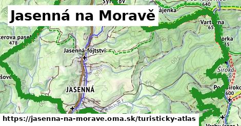 ikona Jasenná na Moravě: 14,7 km trás turisticky-atlas v jasenna-na-morave