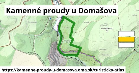 ikona Kamenné proudy u Domašova: 2,2 km trás turisticky-atlas v kamenne-proudy-u-domasova