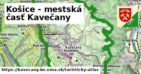 ikona Košice - mestská časť Kavečany: 11,2 km trás turisticky-atlas v kavecany.ke