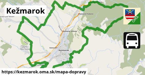 ikona Kežmarok: 18 km trás mapa-dopravy v kezmarok